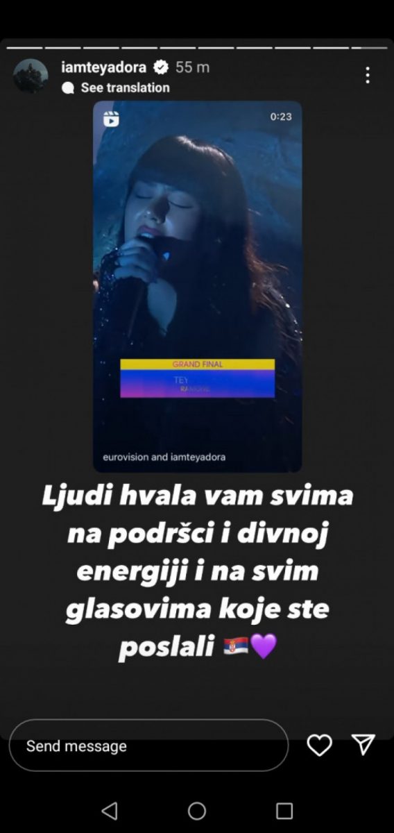 Oglasila Se Teya Dora Prvi Put Nakon Finala Evrovizije Obratila Se