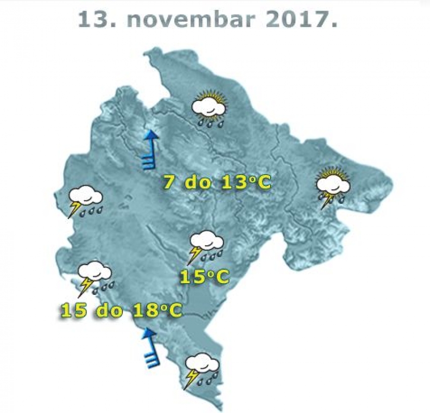Ovo je vremenska prognoza za sjutra