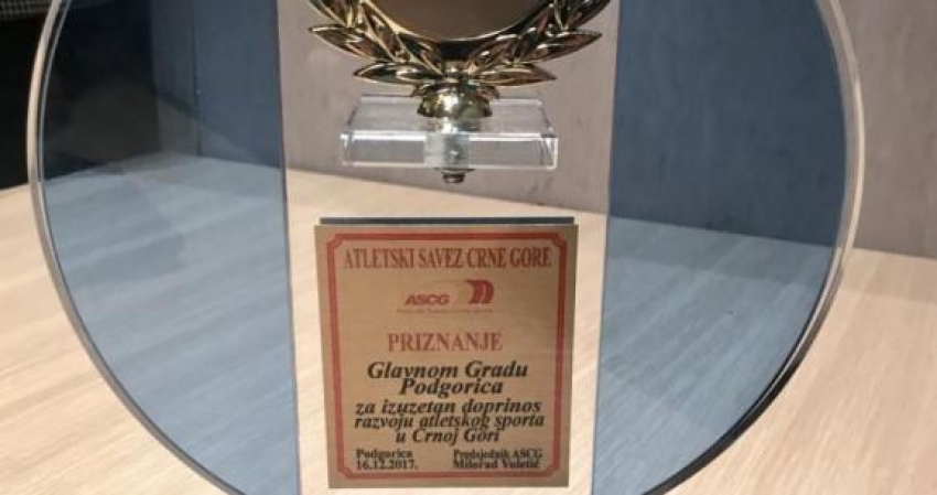 Priznanje Glavnom gradu za izuzetan doprinos razvoju atletskog sporta u Crnoj Gori