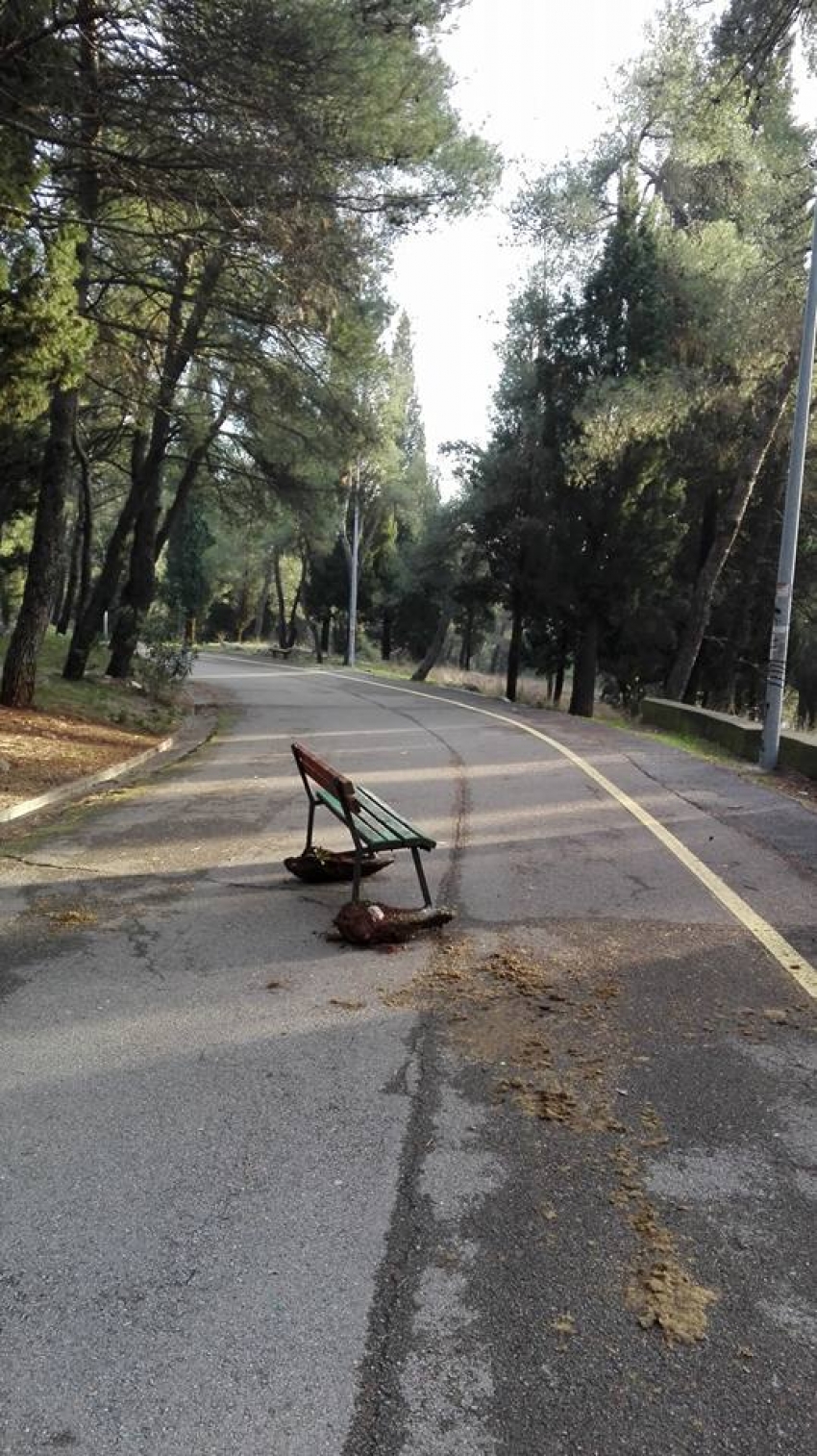 FOTO – Koja je kazna za primitivizam? Klupa s Gorice iščupana i prenešena nasred puta