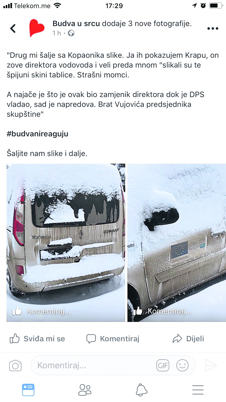 Direktor budvanskog Vodovoda službenim vozilom otišao na Kopaonik?