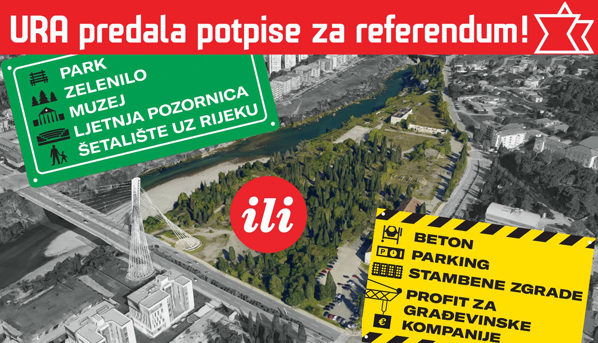 URA predala potpise za referendum: Želite li stanove ili prostor za rekreaciju oko Kasarne Morača