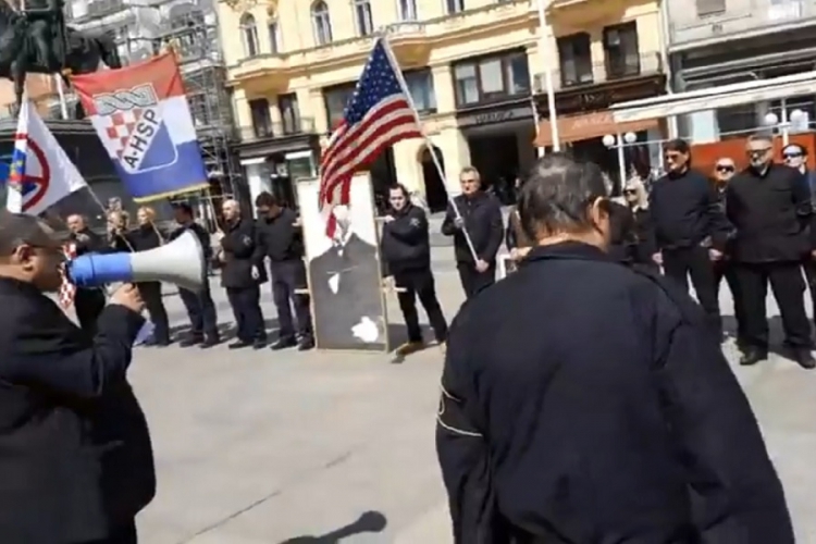 VIDEO – Crnokošuljaši sa slikom Trampa marširaju Zagrebom