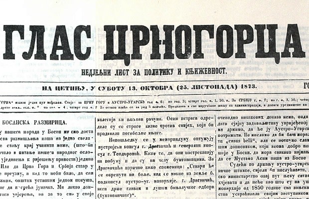 Tačno je 145 godina od prvog broja “Glasa Crnogorca”