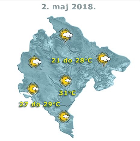 Sjutra sunčano, popodne možda kiša na sjeveru