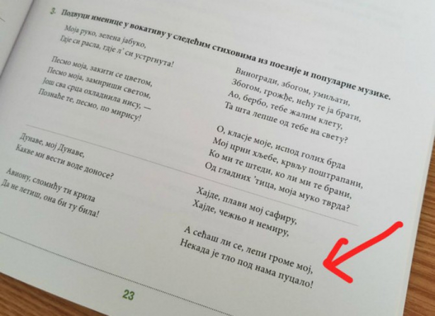 “Izbaciti sporni stih Cecine pjesme iz radne sveske “