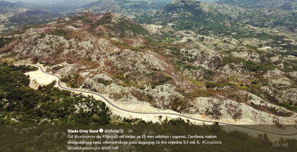 FOTO – Ovako izgleda obnovljeni put od Cetinja do Njeguša, stiže se za samo 15 minuta