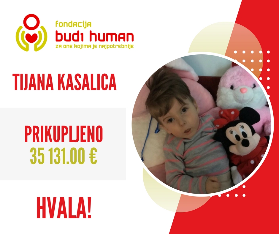 Prikupljena sredstva za liječenje Tijane Kasalice