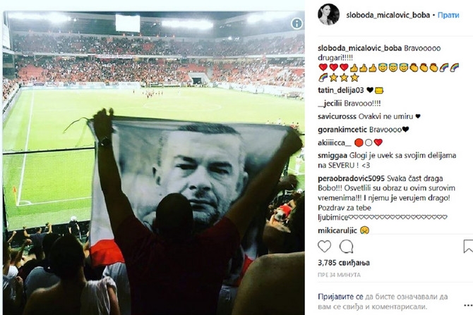 Vijorila se zastava sa Glogovčevim likom na utakmici Crvene Zvezde