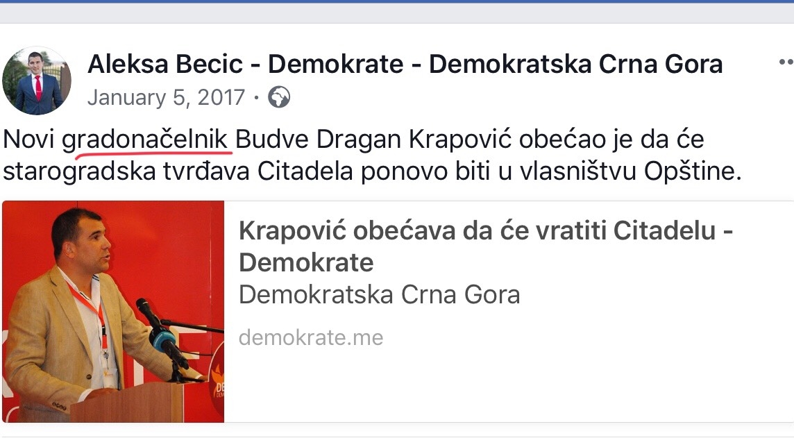 DPS Budva: Bečićev “gradonačelnik” u nevolji