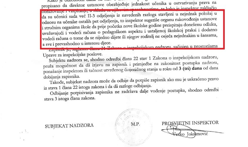 “Nećemo dozvoliti da sve zataškate”: Inspekcija potvrdila da đacima nije trebalo mijenjati učiteljicu