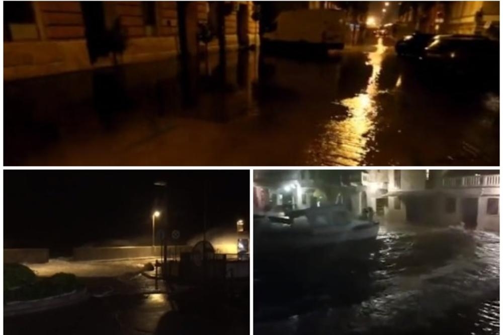 VIDEO: Nevrijeme poharalo Jadran: Ulice poplavljene, u nekim gradovima čule se i jake detonacije