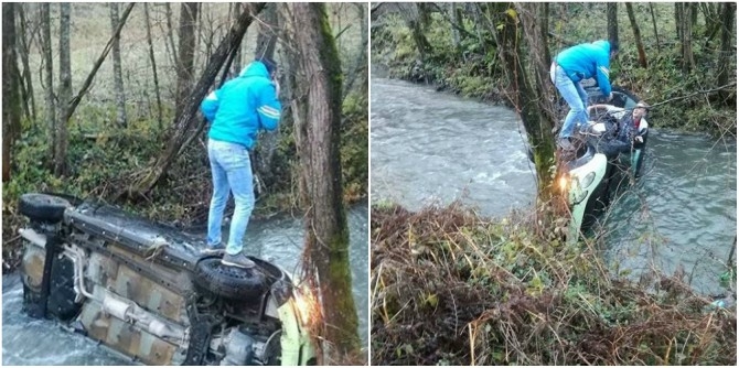 Autom sletio u rijeku kod Mojkovca, izvukli ga iz vozila
