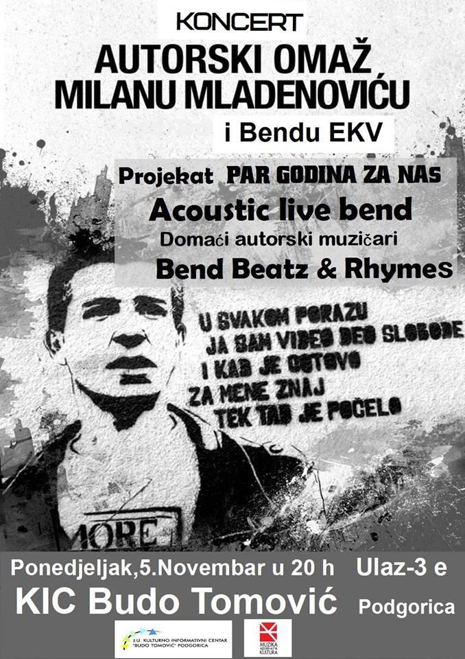 5.novembara u KIC-u: Koncert posvećen Milanu Mladenoviću i bendu EKV