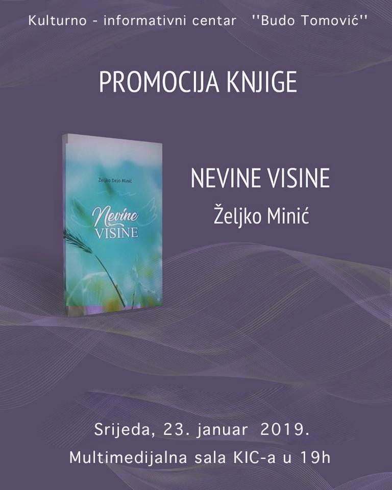 KIC: Promocija knjige ”Nevine visine” Željka Minića u srijedu