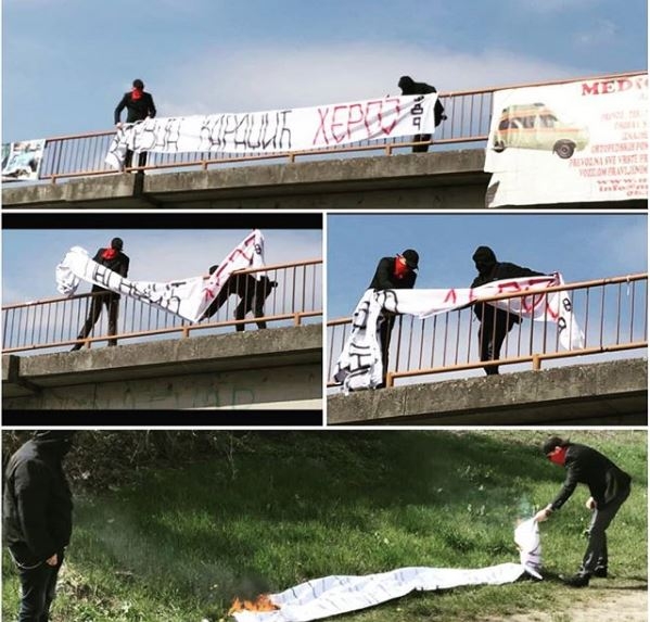 VIDEO: Novosađani spalili transparent koji veliča Radovana Karadžića