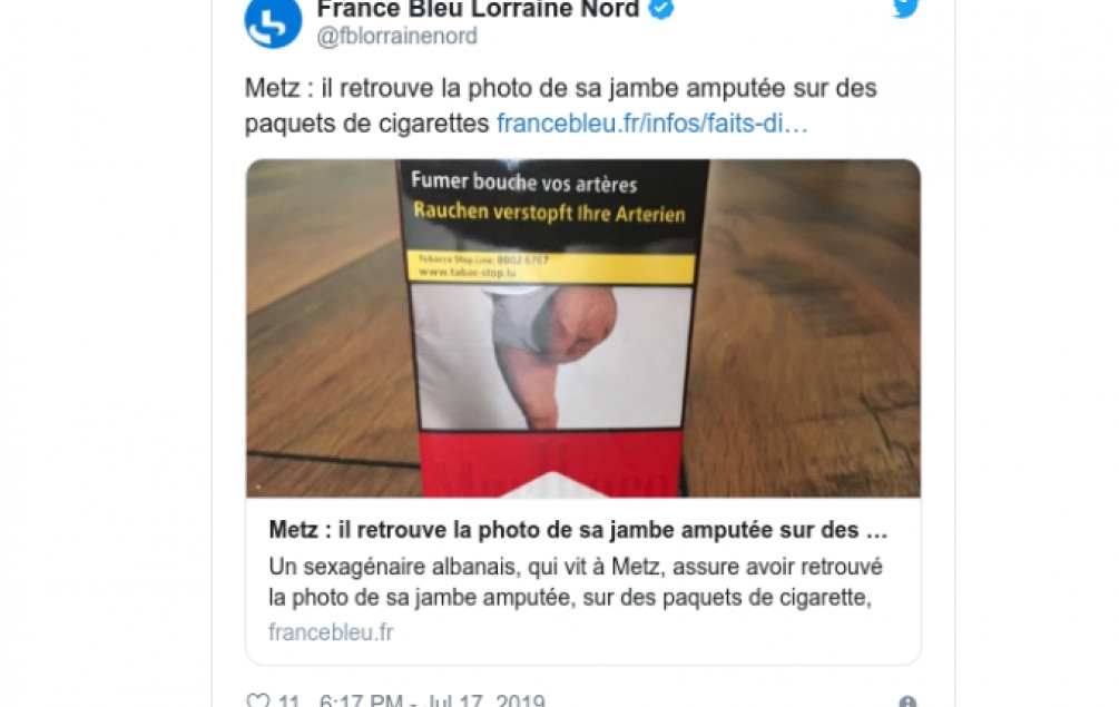 Prepoznao svoju nogu na kutiji cigareta
