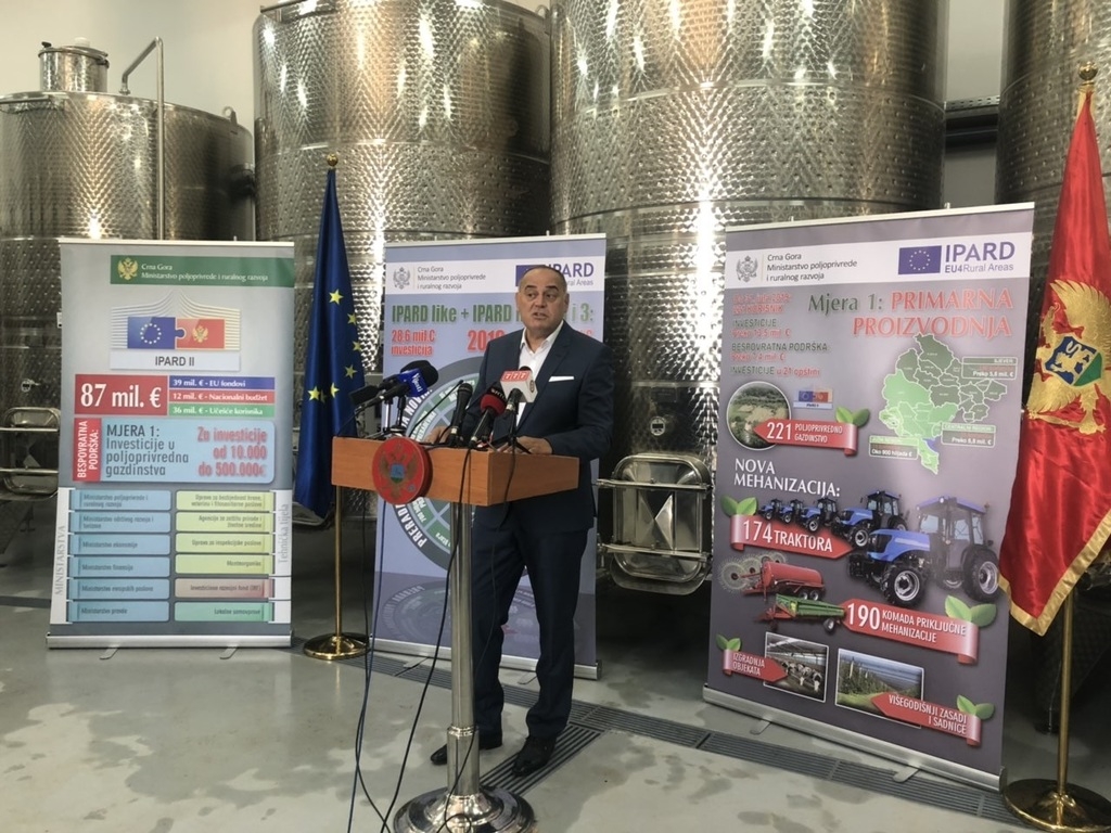 Simović predstavio rezultate podrške EU i Vlade sektoru poljoprirede: Samo u ovoj godini investicije vrijedne 28,6 miliona eura