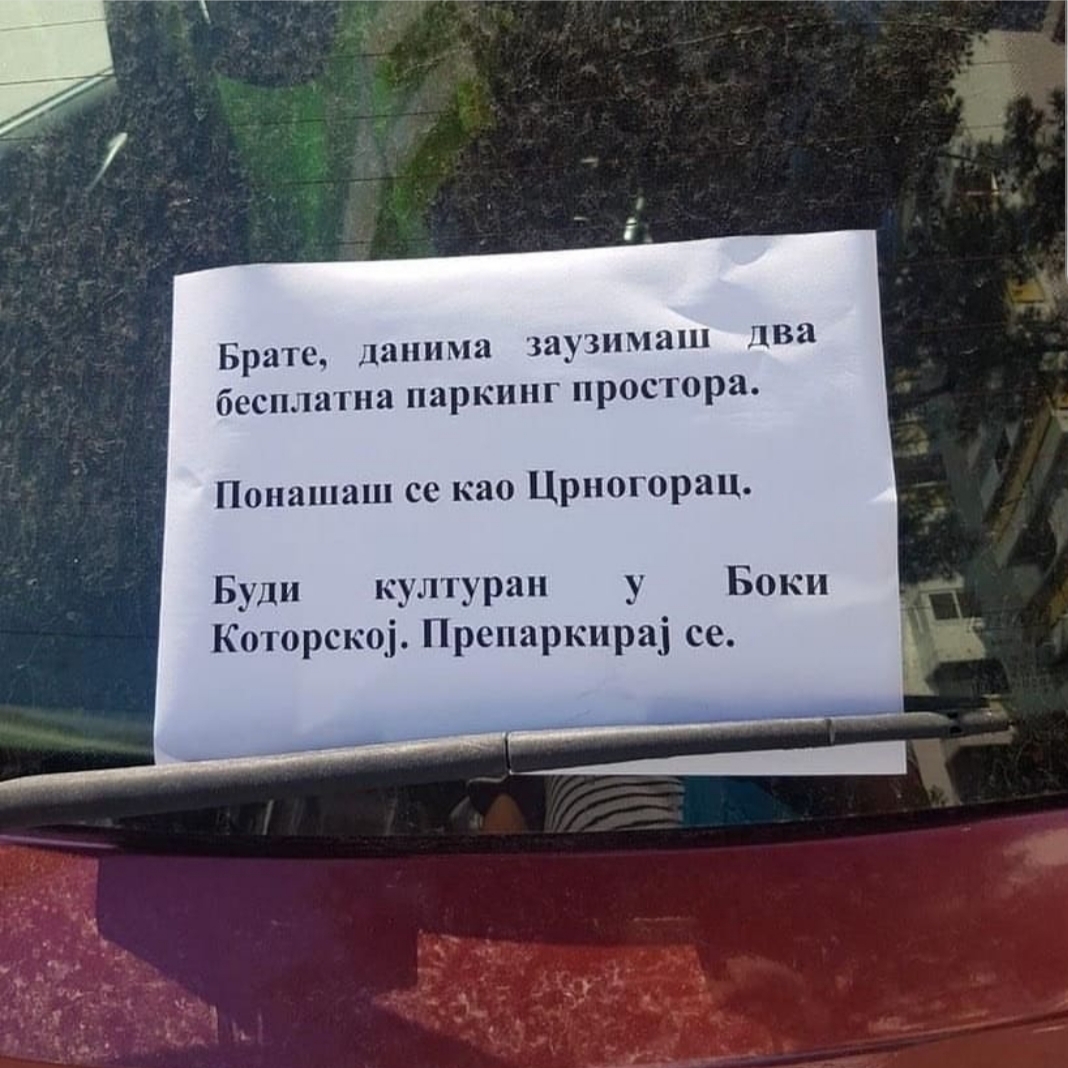 Upozorenje na vozilu: Ne parkiraj se kao Crnogorac