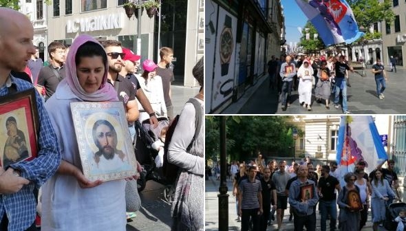 Blokiran centar Beograda: Desničari s krstovima i ikonama stoje na trasi učesnika Prajda