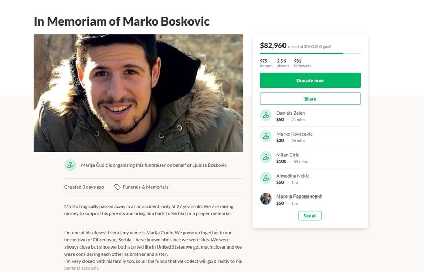 Marko je poginuo u Čikagu, a prevaranti zarađuju na tragediji: Na lažnim profilima skupljaju novac