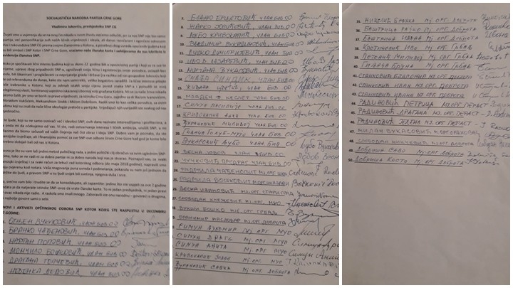 Članske karte vratilo 50 članova SNP-a Kotor