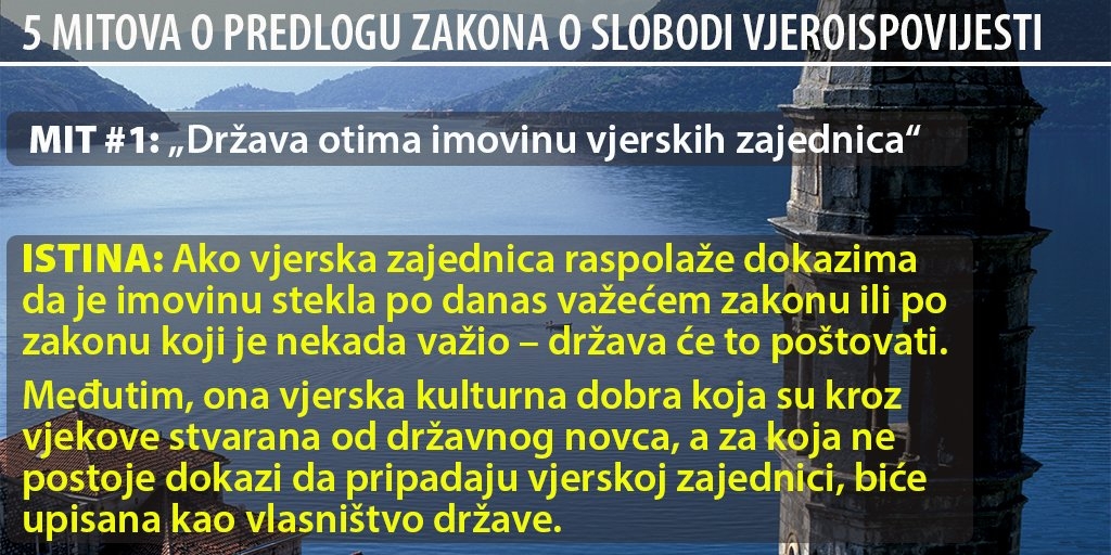 Pet mitova o Zakonu o slobodi vjeroispovjesti: Nije tačno da država otima imovinu vjerskih zajednica