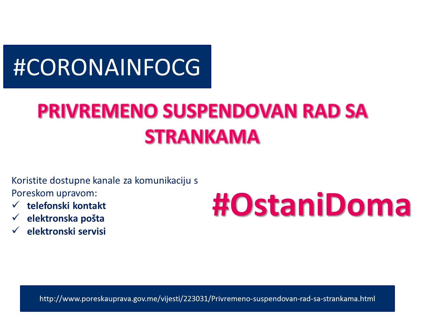 Privremeno suspendovan rad sa strankama