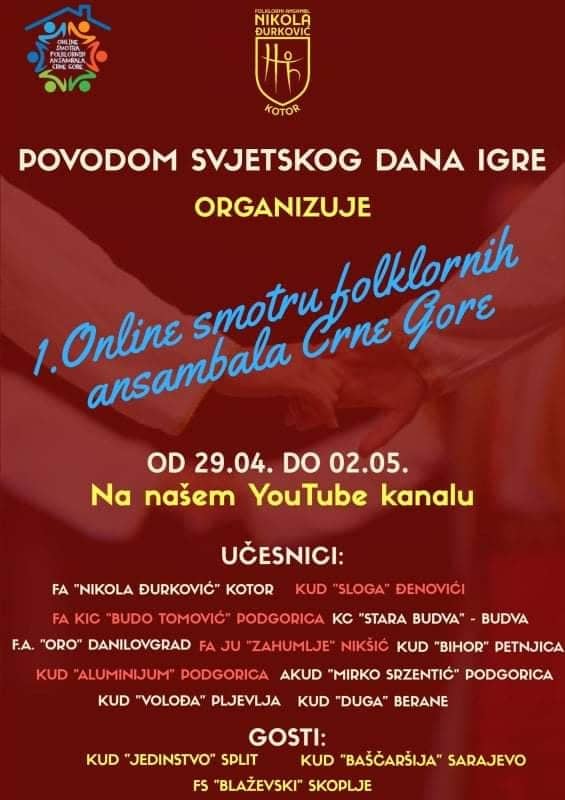 Folklorni ansambl KIC-a učesnik „1.Online smotre folklornih ansambala Crne Gore“
