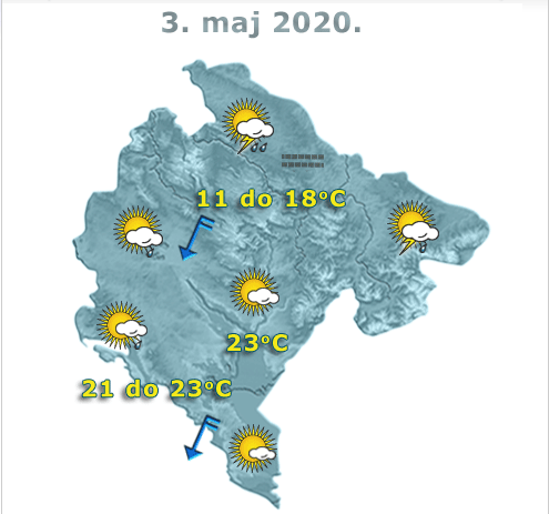 Sjutra promjenljivo oblačno, do 23 stepena