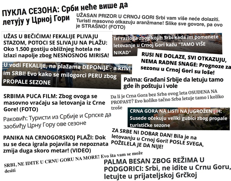 CG turizam na udaru srpskih tabloida