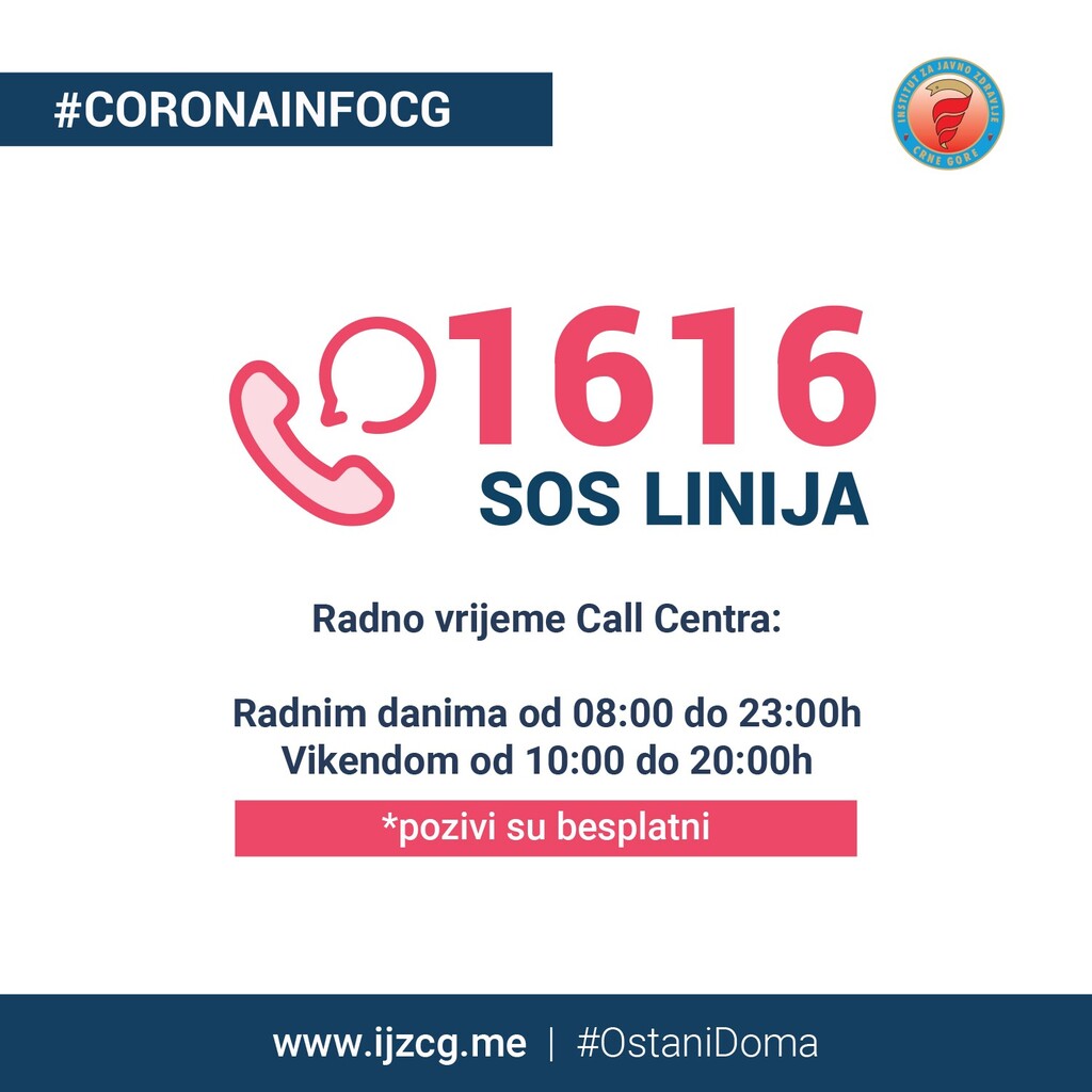 IJZCG: Novo radno vrijeme Call Centra 1616