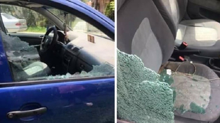 Polomljeno staklo na vozilu sveštenika u BP