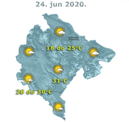 Sjutra sunčano, do 31 stepen