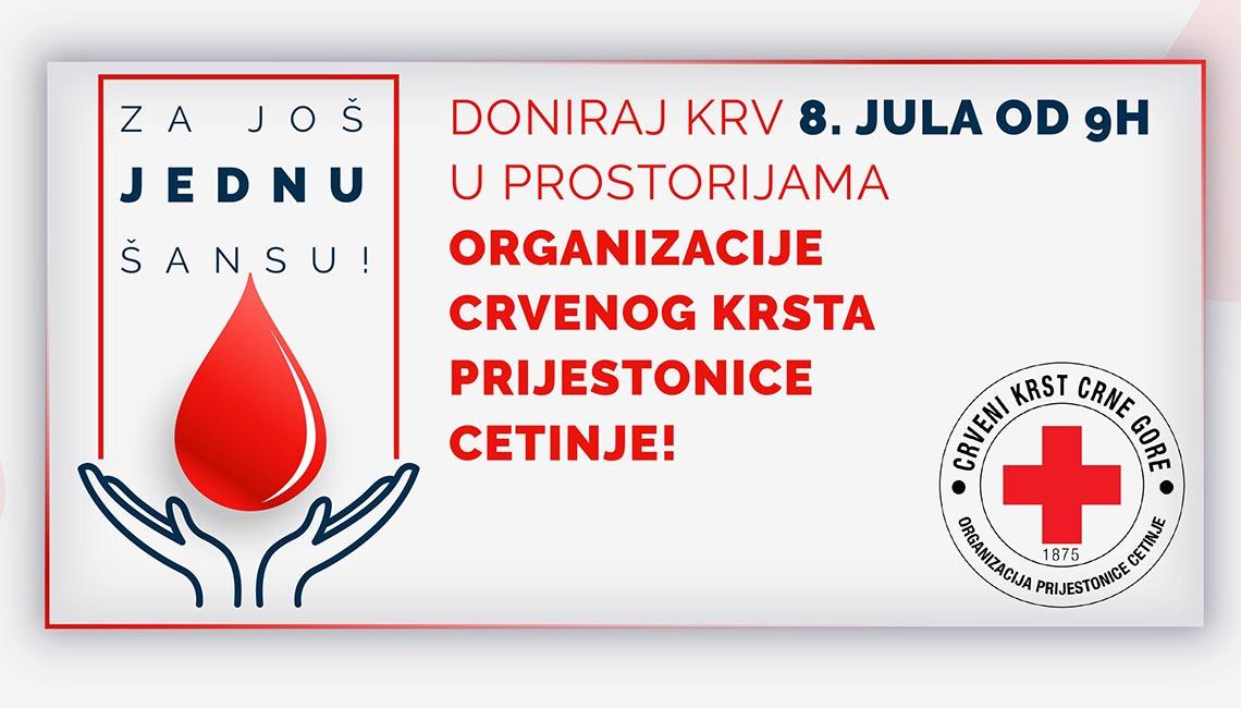 Sjutra na Cetinju akcija dobrovoljnog davanja krvi