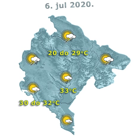 Sjutra sunčano, popodne moguća kiša