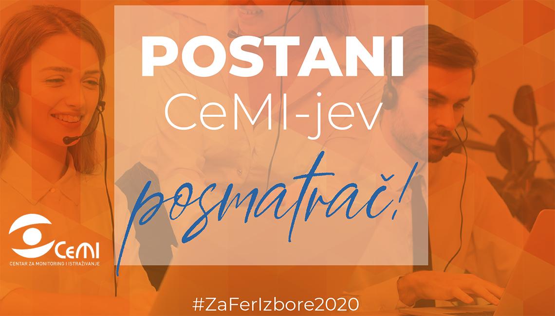 CeMI poziva građane da se prijave za posmatrače na predstojećim izborima