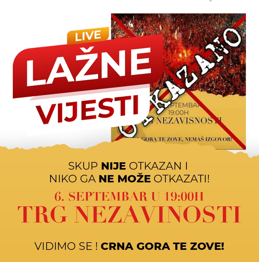 ISTINA I PRAVDA- PVP CRNA GORA: Lažna vijest da je skup otkazan, u neđelju SVI!