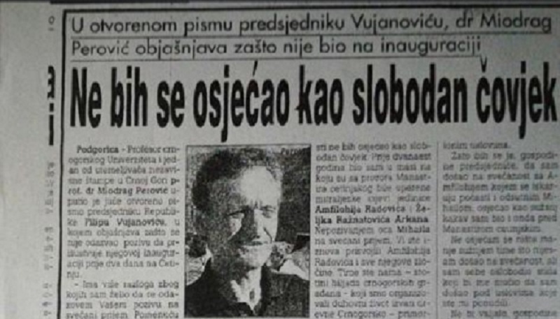 Miodrag Perović: Amfilohije je zločinac i okupator
