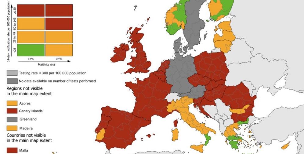 Nova karta ograničenja: Više od polovine EU-a u crvenoj zoni