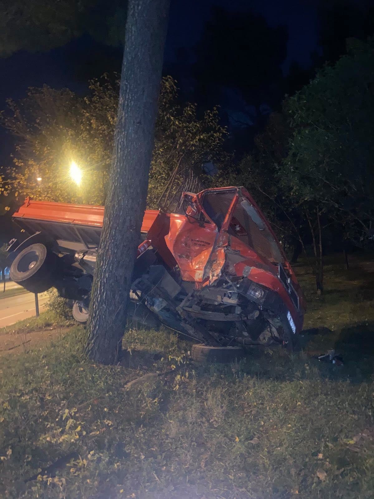 Tološi: Kamionom preletio ulicu pa udario u ogradu park-šume i drvo
