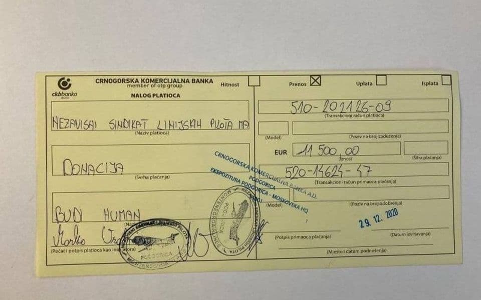 Piloti za liječenje djece donirali 11.500 eura