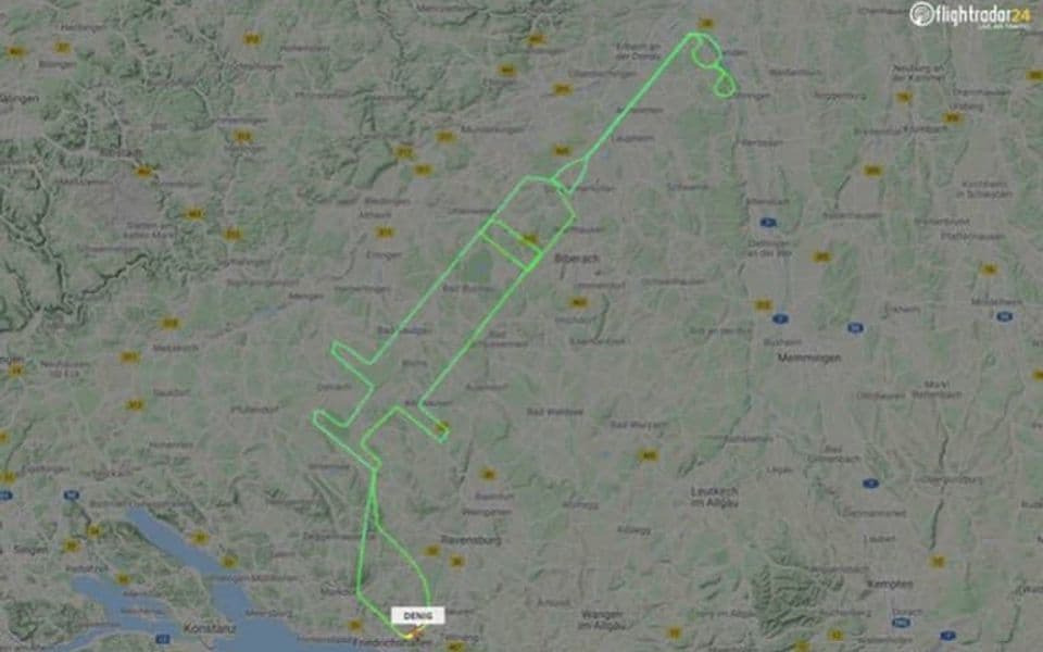 Njemački pilot preletio rutu u obliku šprica