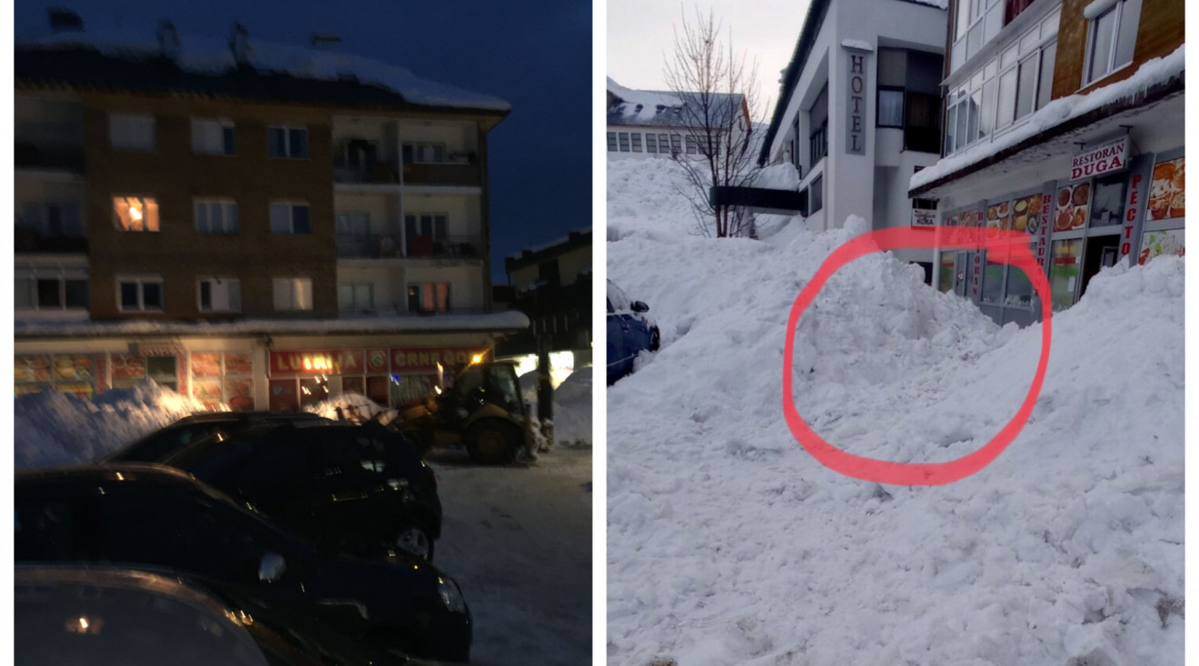 Snijeg sa krova zgrade na Žabljaku pao i zatrpao ženu i dijete, građani ih spasili