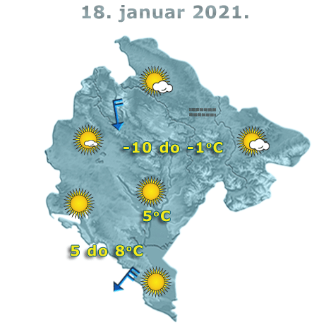 Sjutra uglavnom suvo, do osam stepeni