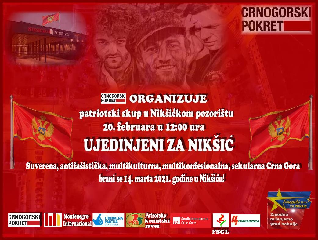 Crnogorski pokret organizuje partiotski skup u Nikšiću