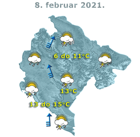 Sjutra obilna kiša, na planinama snijeg