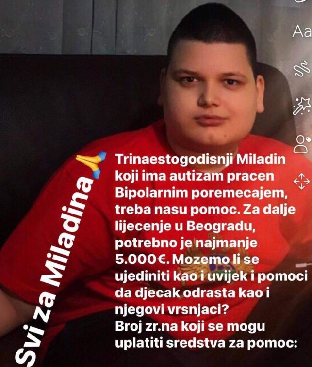 Dječaku Miladinu potrebna pomoć za liječenje