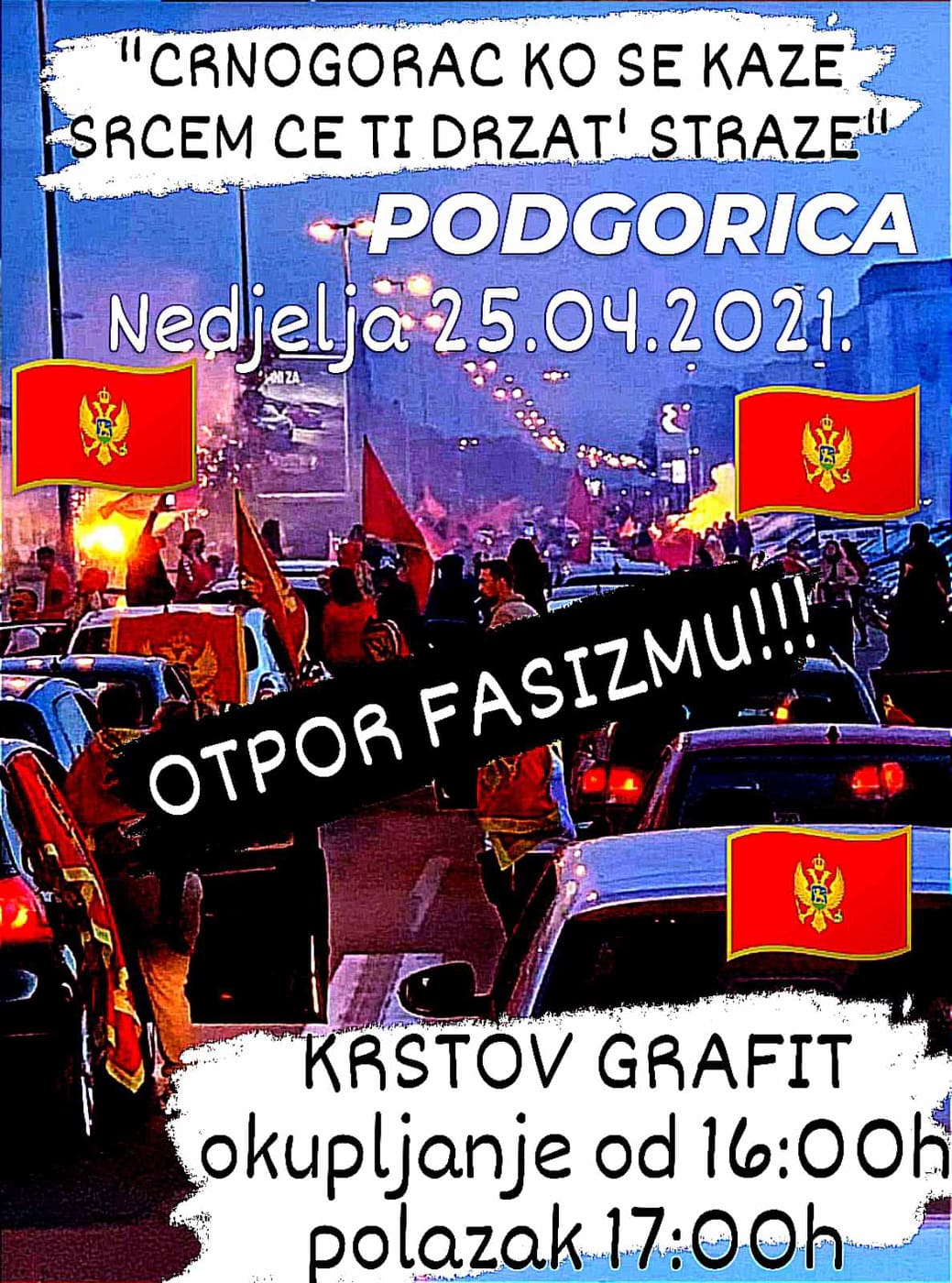Sjutra patriotska auto kolona u Podgorici: Otpor fašizmu