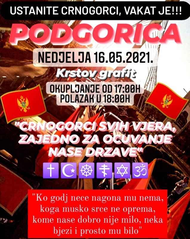 Najavljene patriotske kolone: Crnogorci, ustanite – vakat je